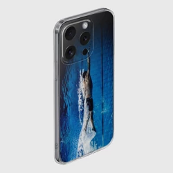 Чехол для iPhone 15 Pro силиконовый с защитой камеры Пловец - фото 2