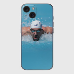 Чехол для iPhone 15 силиконовый с защитой камеры Michael Phelps