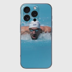 Чехол для iPhone 16 Pro Max силиконовый с защитой камеры Michael Phelps
