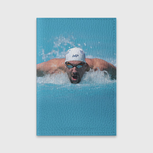 Обложка для паспорта матовая кожа Michael Phelps, цвет черный