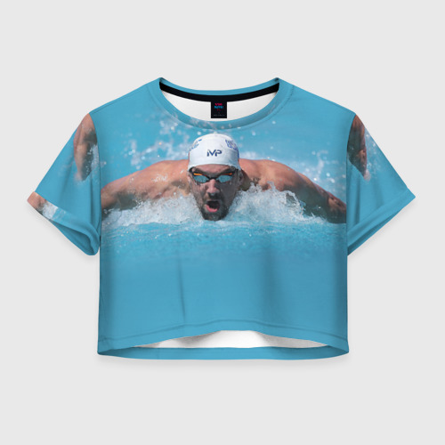 Женская футболка Crop-top 3D Michael Phelps, цвет 3D печать