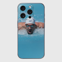 Чехол для iPhone 15 Pro силиконовый с защитой камеры Michael Phelps