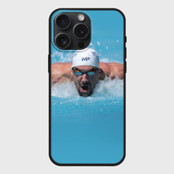 Чехол силиконовый для Apple iPhone 15 Pro Мax матовый Michael Phelps