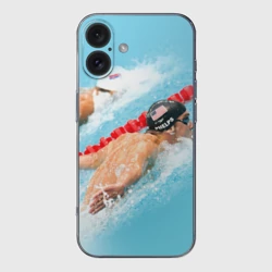 Чехол для iPhone 16 силиконовый с защитой камеры Michael Phelps