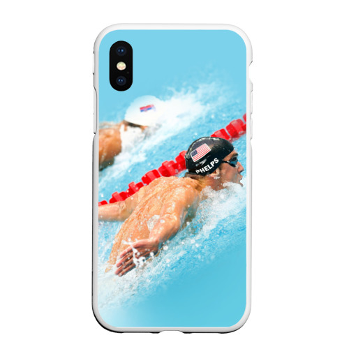 Чехол для iPhone XS Max матовый Michael Phelps, цвет белый