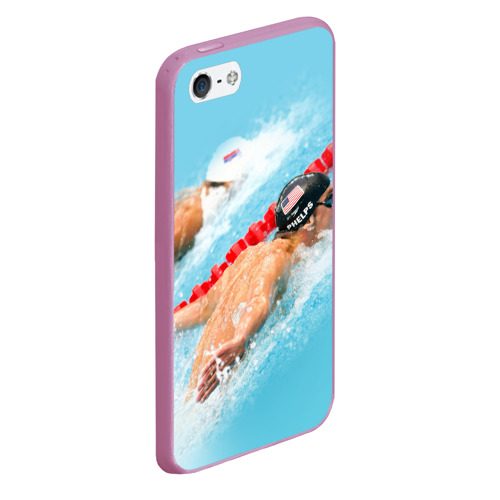 Чехол для iPhone 5/5S матовый Michael Phelps, цвет розовый - фото 3