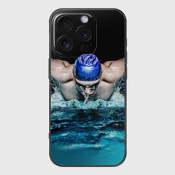 Чехол для iPhone 16 Pro Max силиконовый с защитой камеры Пловец