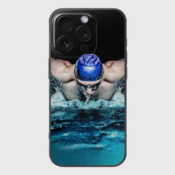 Чехол для iPhone 16 Pro силиконовый с защитой камеры Пловец