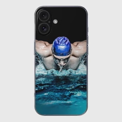 Чехол для iPhone 16 силиконовый с защитой камеры Пловец