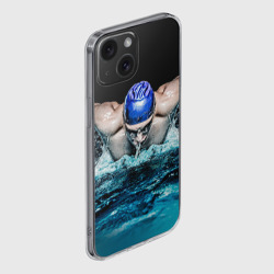 Чехол для iPhone 15 силиконовый с защитой камеры Пловец - фото 2