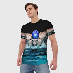 Мужская футболка 3D Пловец - фото 2
