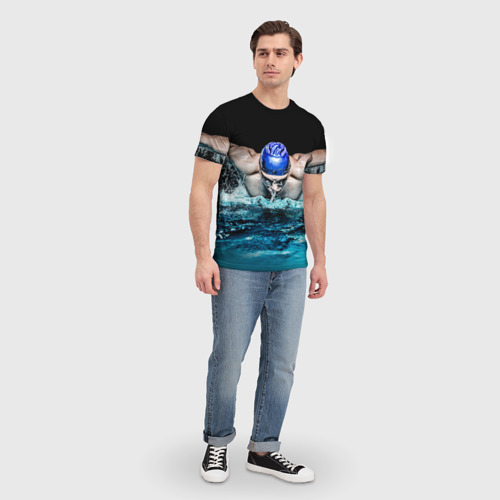 Мужская футболка 3D Пловец, цвет 3D печать - фото 5
