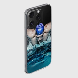 Чехол для iPhone 15 Pro силиконовый с защитой камеры Пловец - фото 2