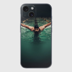 Чехол для iPhone 15 силиконовый с защитой камеры Пловец