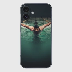 Чехол для iPhone 16 силиконовый с защитой камеры Пловец