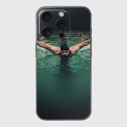 Чехол для iPhone 15 Pro Max силиконовый с защитой камеры Пловец