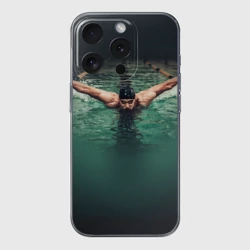 Чехол для iPhone 15 Pro силиконовый с защитой камеры Пловец
