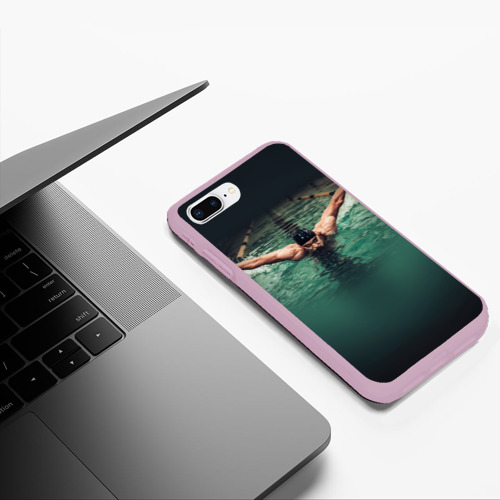 Чехол для iPhone 7Plus/8 Plus матовый Пловец, цвет розовый - фото 5