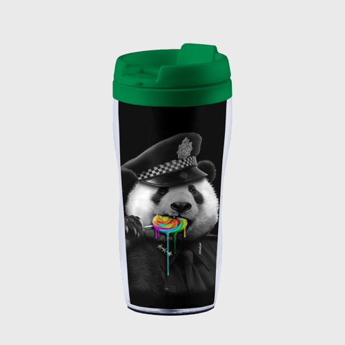 Термокружка-непроливайка Панда и карамель, цвет зеленый