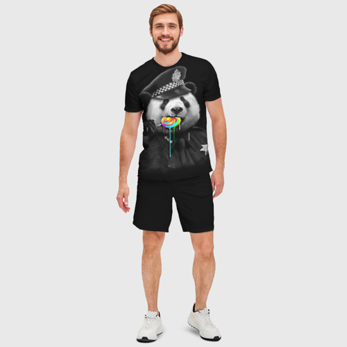 Мужской костюм с шортами 3D Панда и карамель, цвет 3D печать - фото 3