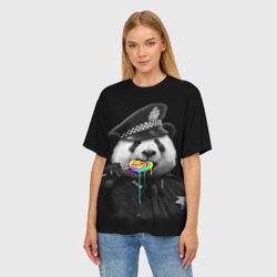 Женская футболка oversize 3D Панда и карамель - фото 2