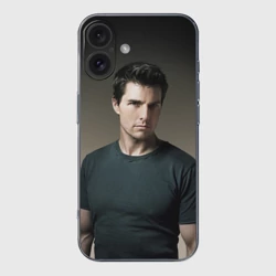 Чехол для iPhone 16 силиконовый с защитой камеры Том Круз в футболке