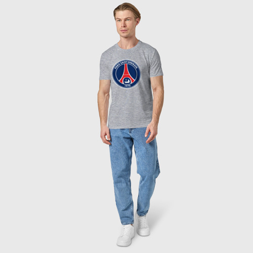 Мужская футболка хлопок Фк Пари Сен-Жермен, цвет меланж - фото 5