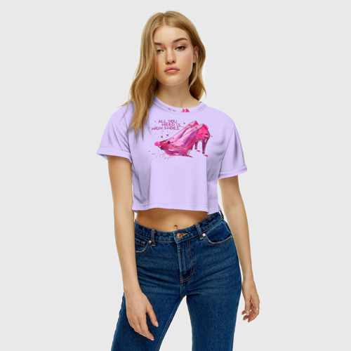 Женская футболка Crop-top 3D All you need is .., цвет 3D печать - фото 4