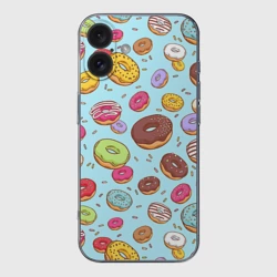Чехол для iPhone 16 силиконовый с защитой камеры Пончики