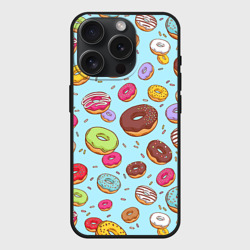 Чехол силиконовый для Apple iPhone 15 Pro матовый Пончики