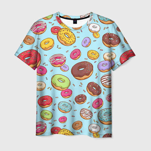 Мужская футболка с принтом Пончики, вид спереди №1