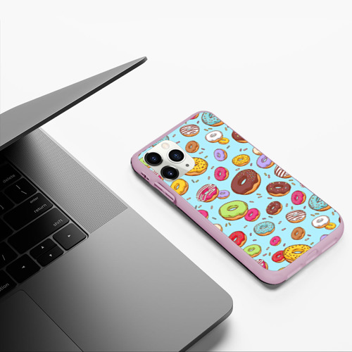 Чехол для iPhone 11 Pro матовый Пончики, цвет розовый - фото 5
