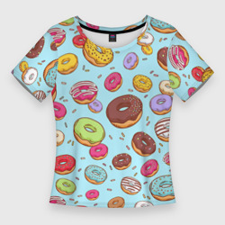 Женская футболка 3D Slim Пончики