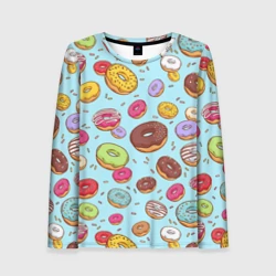 Женский лонгслив 3D Пончики