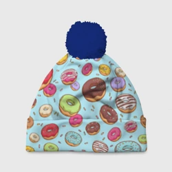 Шапка 3D c помпоном Пончики