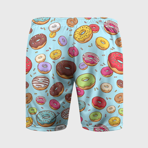 Мужские шорты спортивные с принтом Пончики Пончики, вид сзади #1