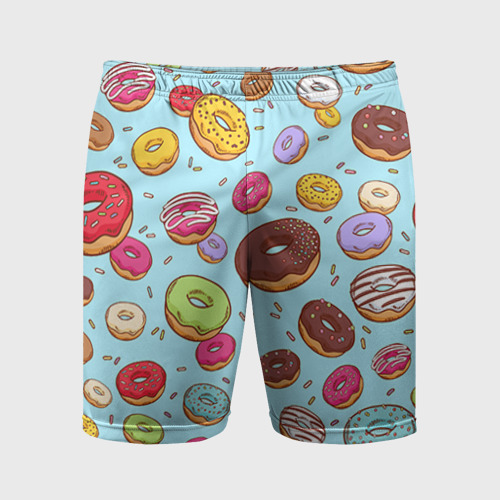 Мужские шорты спортивные с принтом Пончики Пончики, вид спереди #2