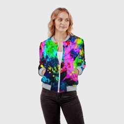 Женский бомбер 3D Пятна краски - фото 2
