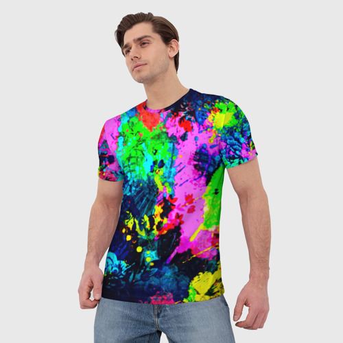 Мужская футболка 3D с принтом Пятна краски, фото на моделе #1