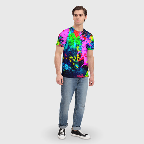 Мужская футболка 3D с принтом Пятна краски, вид сбоку #3