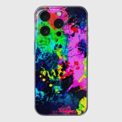 Чехол для iPhone 15 Pro Max силиконовый с защитой камеры Пятна краски