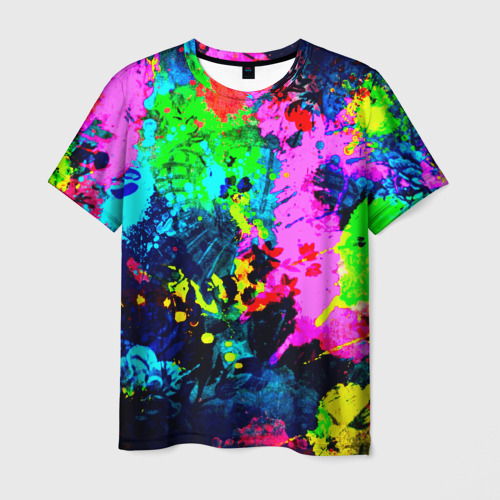 Мужская футболка 3D с принтом Пятна краски, вид спереди #2