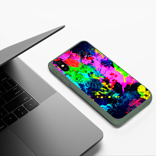 Чехол для iPhone XS Max матовый Пятна краски, цвет темно-зеленый - фото 5