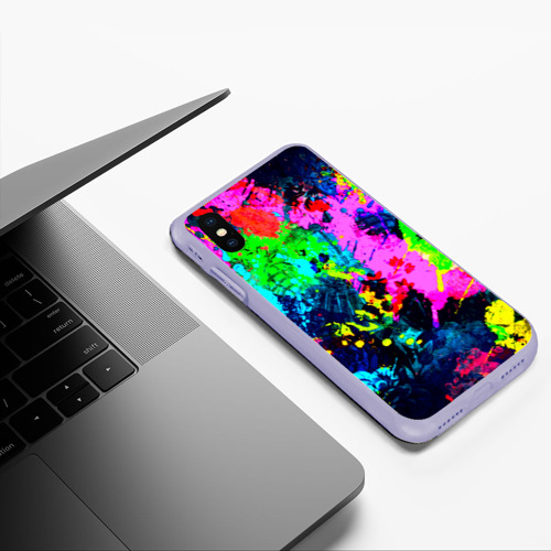 Чехол для iPhone XS Max матовый Пятна краски, цвет светло-сиреневый - фото 5