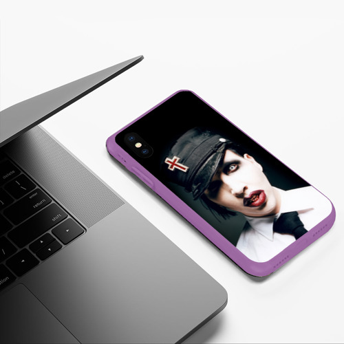 Чехол для iPhone XS Max матовый Мэрилин Мэнсон, цвет фиолетовый - фото 5