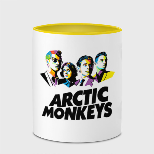 Кружка с полной запечаткой Arctic Monkeys 2, цвет белый + желтый - фото 4