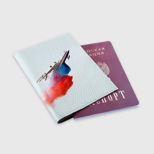 Обложка для паспорта матовая кожа Самолет Мчс 1, цвет черный - фото 3