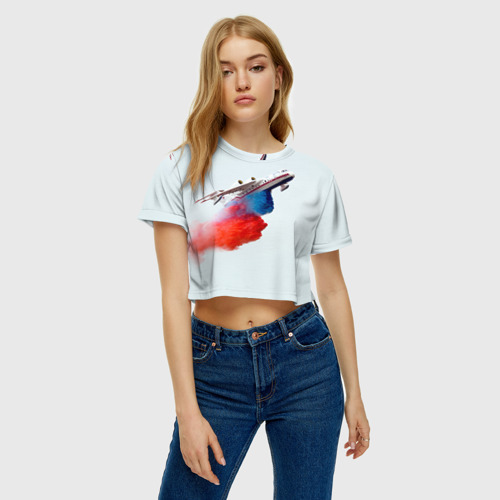 Женская футболка Crop-top 3D Самолет Мчс 1, цвет 3D печать - фото 4