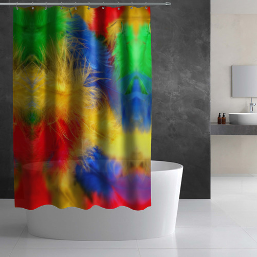 Штора 3D для ванной Цветные перья - фото 2