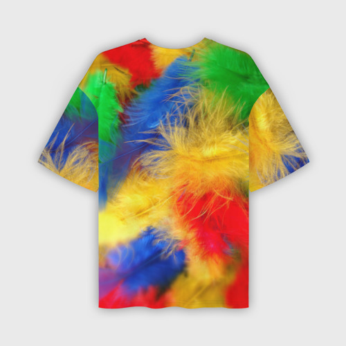 Мужская футболка oversize 3D Цветные перья, цвет 3D печать - фото 2